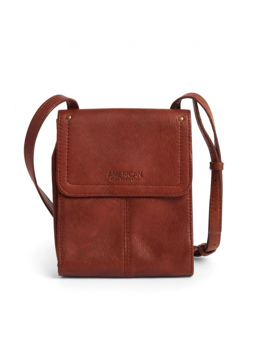 American Leather Co Crossbody Bag Cognac Brown Genuine Leather